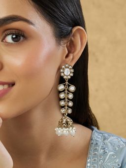 Indinoor - Bageecha Kundan Gold Jhumki Danglers