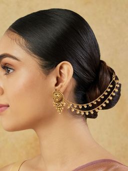 Indinoor - Pearl Temple Gold Ear Chains