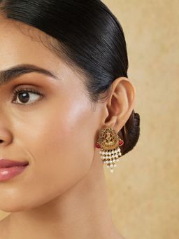 Indinoor - Laxmi Temple Gold Drop Earrings