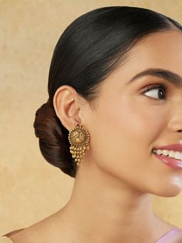 Indinoor - Swan Temple Gold Drop Earrings