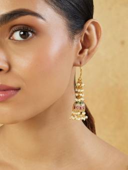 Indinoor - Temple Pearl Gold Jhumkas
