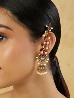 Indinoor - Lotus Temple Gold Long Jhumkas