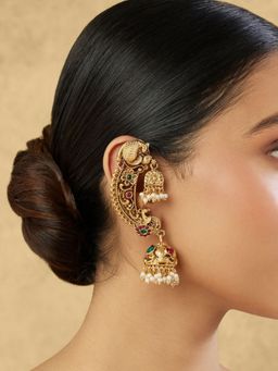 Indinoor - Morni Gold Temple Jhumka Ear Cuffs