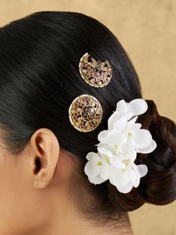 Indinoor - Gold Temple Hair Brooch Set