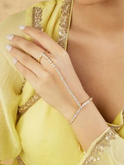Indinoor - Tennis Zircon Gold Haath Phool