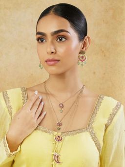 Indinoor - Festive Kundan Gold Layered Jewellery Set