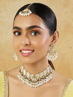 Indinoor - Festive Kundan Gold Choker Jewellery Set