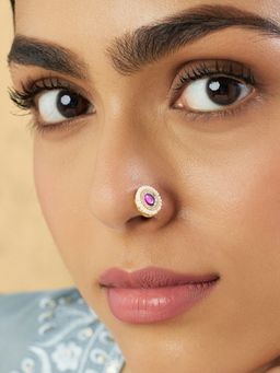 Indinoor - Ruby Temple Gold Nose Pin