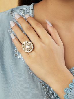 Indinoor - Kundan Statement Gold Ring