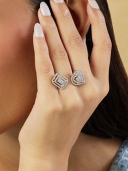 Indinoor - White Zircon Two Headed Ring