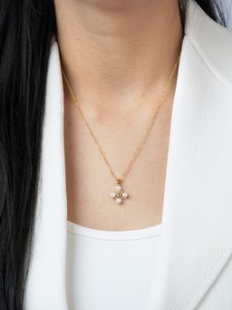 SWASHAA - Dahlia Pearl Viterix 18K Gold Plated Necklace