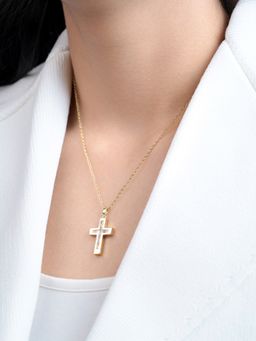 SWASHAA - Elira Cross Baguette Necklace
