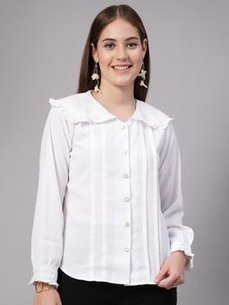 Style Quotient - Women White Polyester Solid Regular Fit Shirt