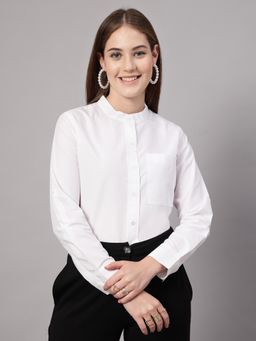 Style Quotient - Women White Polyester Solid Regular Fit Shirt