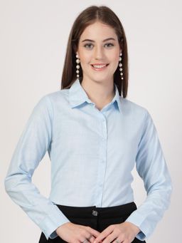 Style Quotient - Women Blue Polyester Solid Regular Fit Shirt