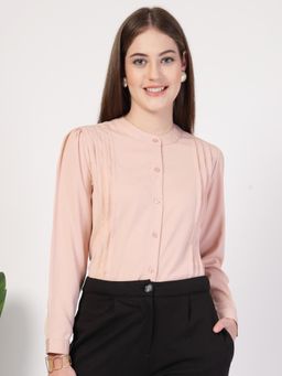 Style Quotient - Women Nude Polyester Solid Regular Fit Shirt