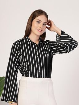 Style Quotient - Women Black Polyester Solid Regular Fit Shirt