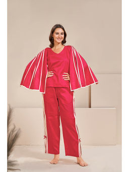 Autumnlane - Soul Scarlet Pink Cape Sleeves Cotton Co-Ord (Set of 2)