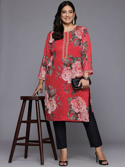 A plus by Ahalyaa - Women Red Floral Printed Kurta