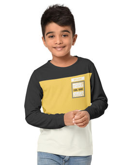 HELLCAT - Trendy Dark Grey Colorblock Round Neck Full Sleeve Sweatshirt for Boys