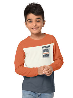 HELLCAT - Trendy Saffron Colorblock Round Neck Full Sleeve Sweatshirt for Boys