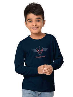 HELLCAT - Trendy Petrol Blue Printed Round Neck Full Sleeve Sweatshirt for Boys