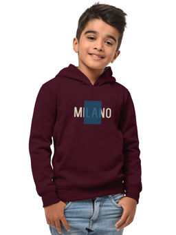 HELLCAT - Trendy Burgundy Printed Hood Neck Full Sleeve Sweatshirt for Boys