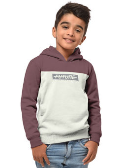 HELLCAT - Trendy Mauve Colorblock Hood Neck Full Sleeve Sweatshirt for Boys