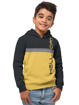 HELLCAT - Trendy Dark Grey Colorblock Hood Neck Full Sleeve Sweatshirt for Boys