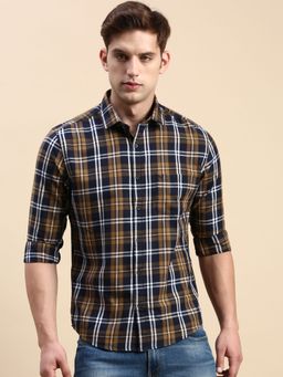 SHOWOFFFF - Men Spread Collar Multi Slim Fit Checked Shirt