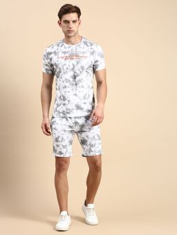 SHOWOFFFF - Men Round Neck Short Sleeves Dyed Grey Co-Ords (Set of 2)