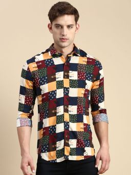 SHOWOFFFF - Men Spread Collar Multi Slim Fit Printed Shirt