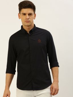SHOWOFF - Men Checked Navy Blue Slim Fit Shirt