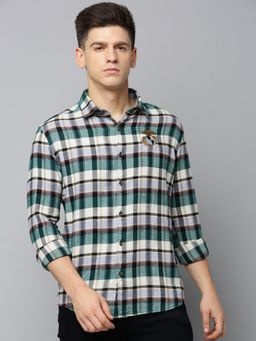 SHOWOFFFF - Men Spread Collar Checked Multi Slim Fit Shirt