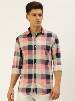 SHOWOFFFF - Men Spread Collar Checked Multi Slim Fit Shirt