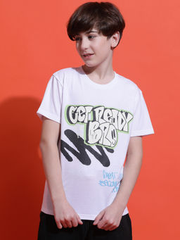 Lil Tomatoes - Boys White Typography Cotton T-Shirt