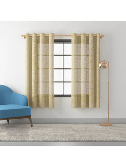 HomeTown - Amour Window Sheer Curtains Set of 2 Rubber Foil 5 Feet in Beige Colour