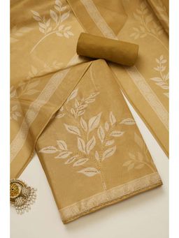 Soch - Womens Beige Tissue Botanical Print Unstiched Dress Material With Sequins