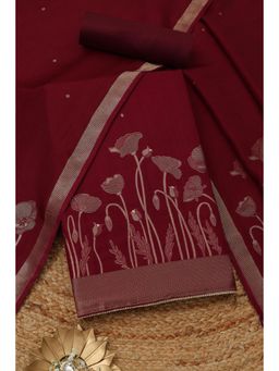 Soch - Womens Wine Russian Silk Unstiched Dress Material