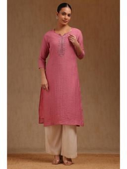 Soch - Womens Onion Pink Gadwal Kurta With Cutdana
