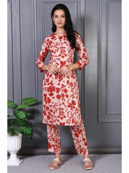 W - Beige Floral Lace A-Line Modal Kurta