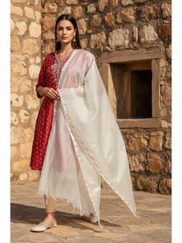 W - Textured Fringed Tissue Dupatta