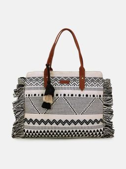 Maisha - Womens Chirpy Charcoal Ruffle Beach Tote