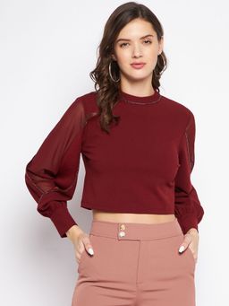 Madame - Winter Mehroon Crop Top