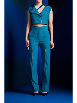 The Dapper Lady - Cairo Blue Solid Pant