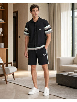 Nobero - Black Men Relaxed Colorblock Co-Ord