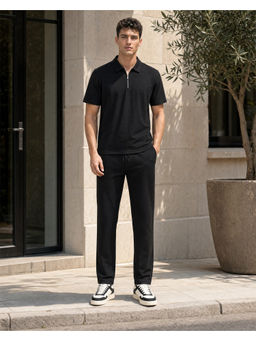 Nobero - Black Men Relaxed Fit Voyage Zip Co-Ord