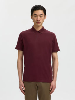 Selected - Maroon Knitted Polo T-Shirt