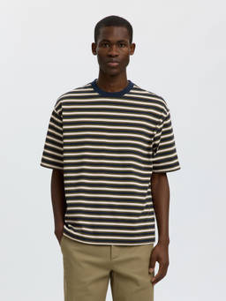 Selected - Blue Relaxed Fit Striped T-Shirt