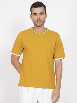 Ben Sherman - Men Mustard Solid Regular Fit Cotton T-Shirt